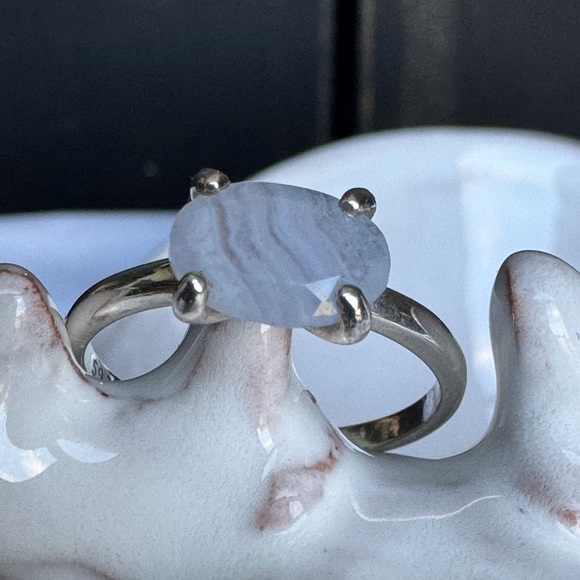 Blue Lace Agate Gemstone Ring 925SS-NWOT
